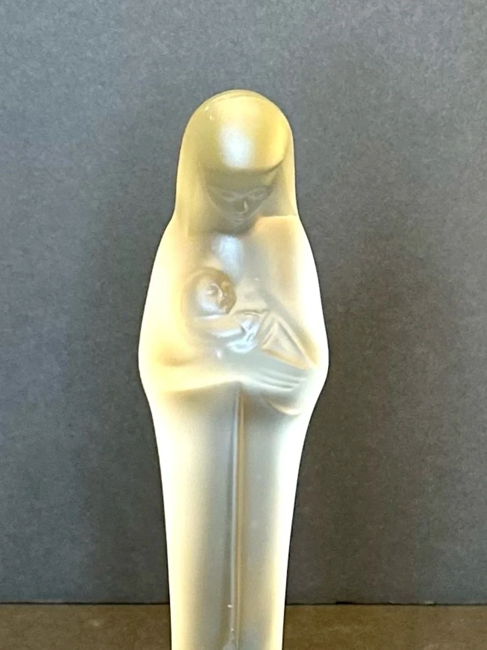 🌟HP🌟VTG Stef Uiterwaal Leerdam Art Deco Madonna & Child Frosted Glass Sculpture